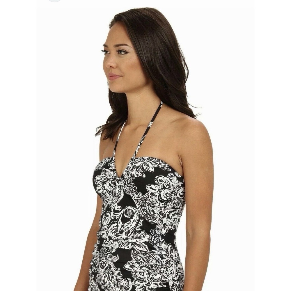 Ralph Lauren Women's SwimWear Top 12 Halter Tankini Paisley M Black/ White NWT